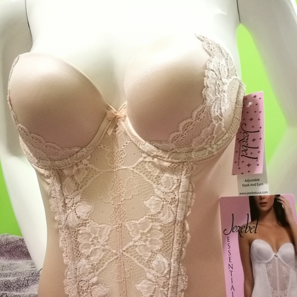 NWT 32B Beige Lace Padded Wedding Bustier - Picture 2 of 8